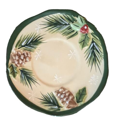 Yankee Candle Christmas Cup Saucer 2011 Cardinal Bird Ceramic Votive Tea Light - Picture 6 of 8